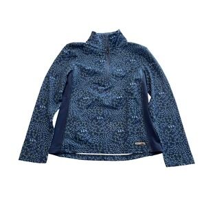 Kerrits Girls Blue Horse Bit Print Quarter Zip Equestrian Base Layer Top Small